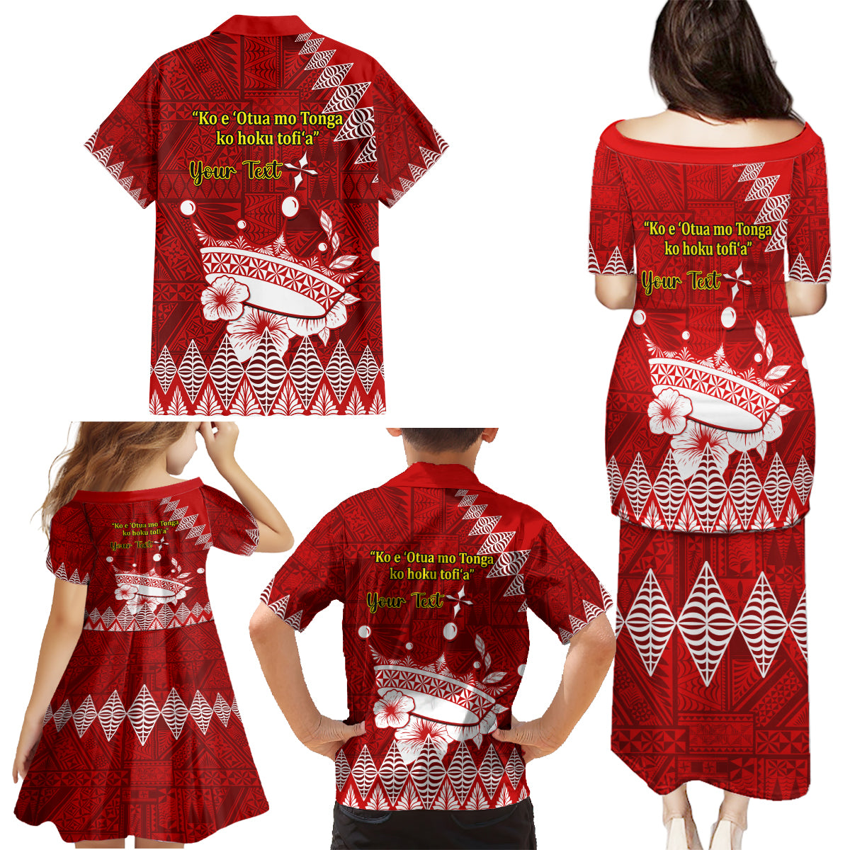 Personalised Tonga King Tupou I Day Family Matching Puletasi Dress and Hawaiian Shirt Tongan Ngatu Pattern With Crown - Wonder Print Shop