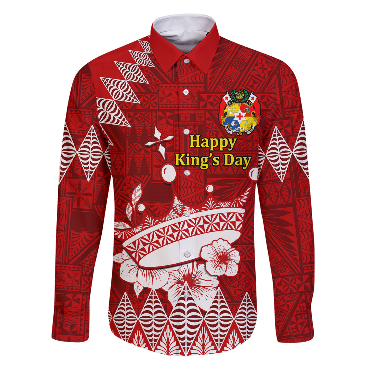 Personalised Tonga King Tupou I Day Family Matching Puletasi Dress and Hawaiian Shirt Tongan Ngatu Pattern With Crown - Wonder Print Shop