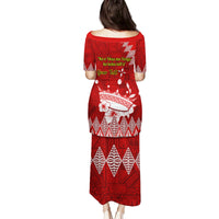 Personalised Tonga King Tupou I Day Family Matching Puletasi Dress and Hawaiian Shirt Tongan Ngatu Pattern With Crown - Wonder Print Shop