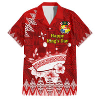 Personalised Tonga King Tupou I Day Family Matching Short Sleeve Bodycon Dress and Hawaiian Shirt Tongan Ngatu Pattern With Crown - Wonder Print Shop