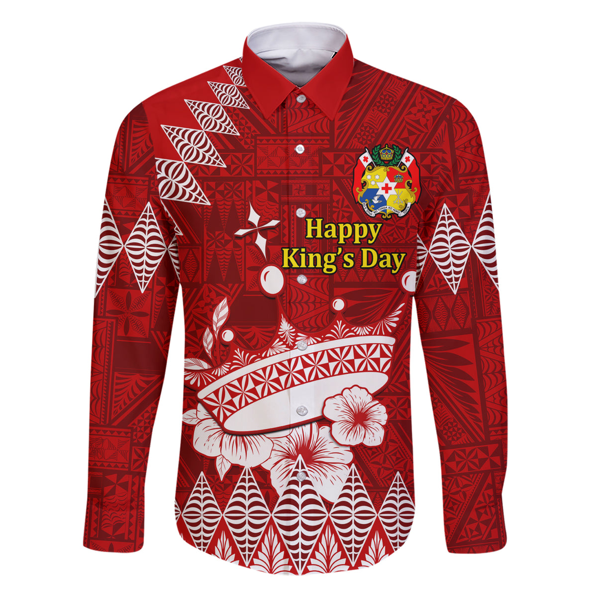 Personalised Tonga King Tupou I Day Family Matching Short Sleeve Bodycon Dress and Hawaiian Shirt Tongan Ngatu Pattern With Crown - Wonder Print Shop