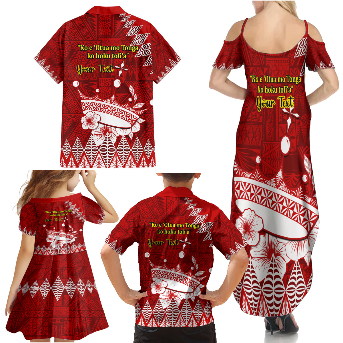 Personalised Tonga King Tupou I Day Family Matching Summer Maxi Dress and Hawaiian Shirt Tongan Ngatu Pattern With Crown - Wonder Print Shop