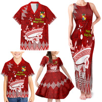 Personalised Tonga King Tupou I Day Family Matching Tank Maxi Dress and Hawaiian Shirt Tongan Ngatu Pattern With Crown - Wonder Print Shop