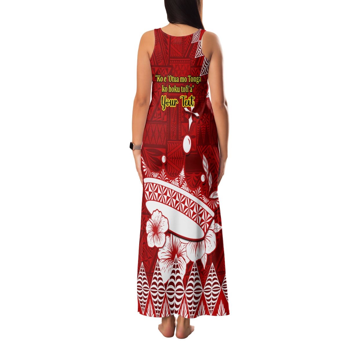 Personalised Tonga King Tupou I Day Family Matching Tank Maxi Dress and Hawaiian Shirt Tongan Ngatu Pattern With Crown - Wonder Print Shop