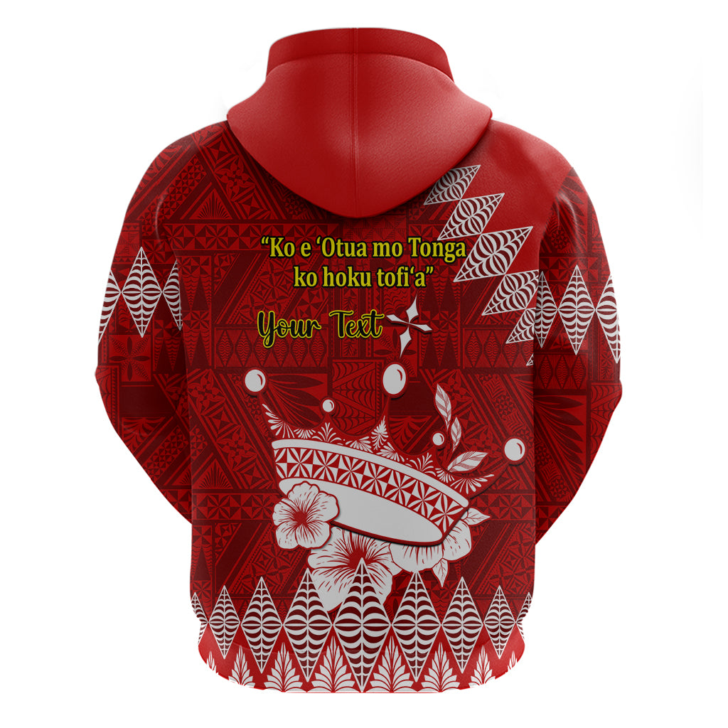 Personalised Tonga King Tupou I Day Hoodie Tongan Ngatu Pattern With Crown - Wonder Print Shop