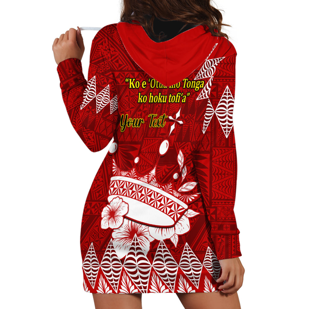 Personalised Tonga King Tupou I Day Hoodie Dress Tongan Ngatu Pattern With Crown - Wonder Print Shop