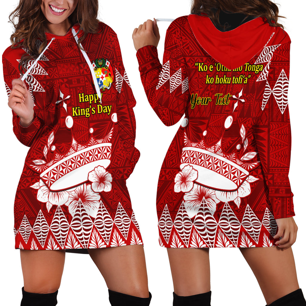 Personalised Tonga King Tupou I Day Hoodie Dress Tongan Ngatu Pattern With Crown - Wonder Print Shop