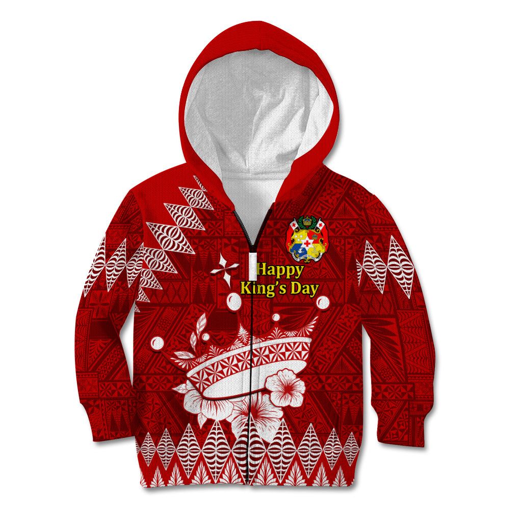 Personalised Tonga King Tupou I Day Kid Hoodie Tongan Ngatu Pattern With Crown - Wonder Print Shop