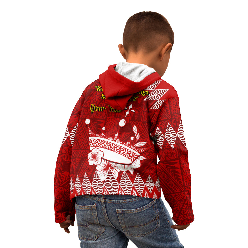 Personalised Tonga King Tupou I Day Kid Hoodie Tongan Ngatu Pattern With Crown - Wonder Print Shop