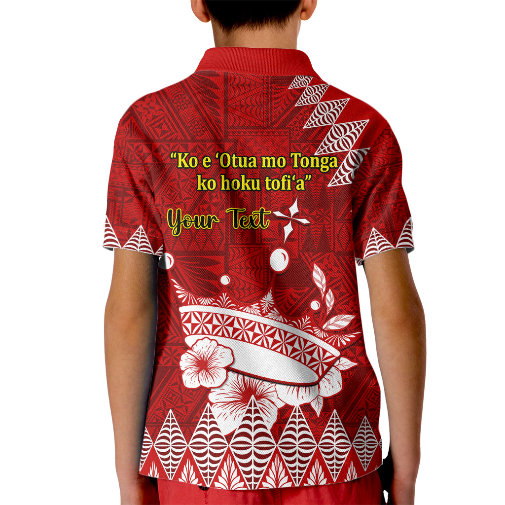 Personalised Tonga King Tupou I Day Kid Polo Shirt Tongan Ngatu Pattern With Crown - Wonder Print Shop