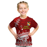 Personalised Tonga King Tupou I Day Kid T Shirt Tongan Ngatu Pattern With Crown - Wonder Print Shop