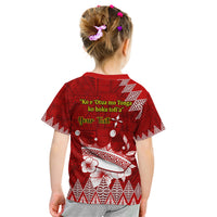 Personalised Tonga King Tupou I Day Kid T Shirt Tongan Ngatu Pattern With Crown - Wonder Print Shop
