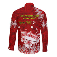 Personalised Tonga King Tupou I Day Long Sleeve Button Shirt Tongan Ngatu Pattern With Crown - Wonder Print Shop