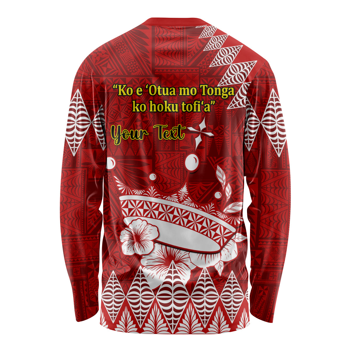 Personalised Tonga King Tupou I Day Long Sleeve Shirt Tongan Ngatu Pattern With Crown - Wonder Print Shop