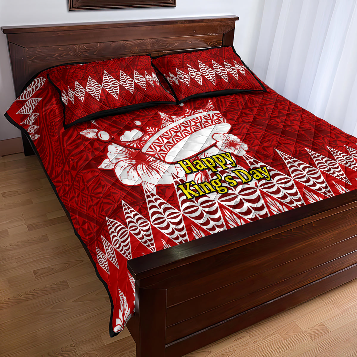 Personalised Tonga King Tupou I Day Quilt Bed Set Tongan Ngatu Pattern With Crown - Wonder Print Shop