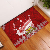 Personalised Tonga King Tupou I Day Rubber Doormat Tongan Ngatu Pattern With Crown - Wonder Print Shop