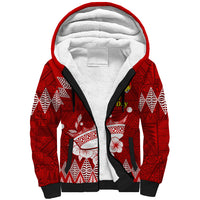 Personalised Tonga King Tupou I Day Sherpa Hoodie Tongan Ngatu Pattern With Crown - Wonder Print Shop