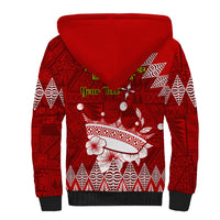 Personalised Tonga King Tupou I Day Sherpa Hoodie Tongan Ngatu Pattern With Crown - Wonder Print Shop