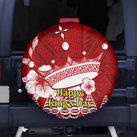 Personalised Tonga King Tupou I Day Spare Tire Cover Tongan Ngatu Pattern With Crown - Wonder Print Shop