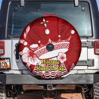 Personalised Tonga King Tupou I Day Spare Tire Cover Tongan Ngatu Pattern With Crown - Wonder Print Shop