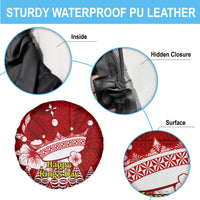 Personalised Tonga King Tupou I Day Spare Tire Cover Tongan Ngatu Pattern With Crown - Wonder Print Shop