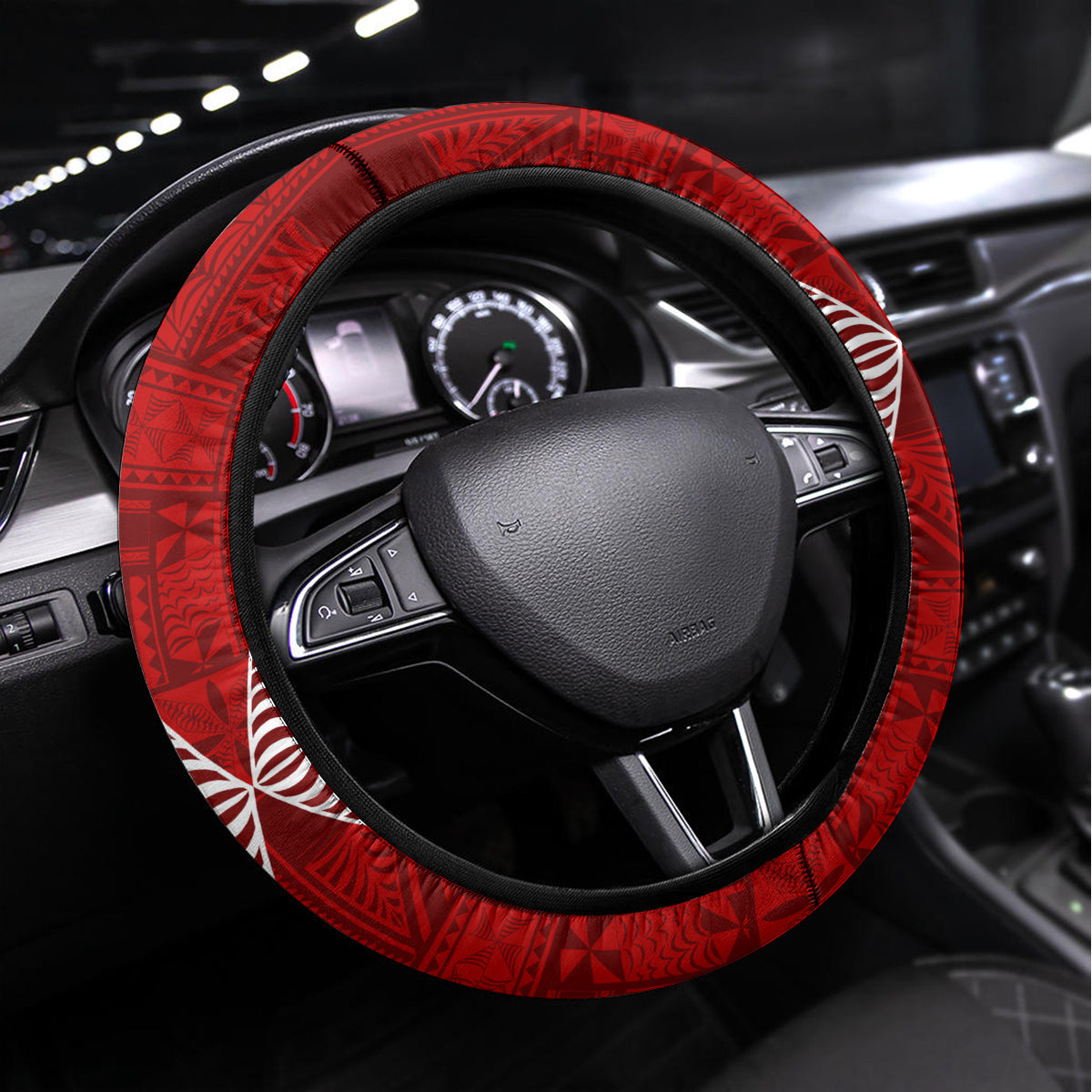 Tonga King Tupou I Day Steering Wheel Cover Tongan Ngatu Pattern With Crown - Wonder Print Shop