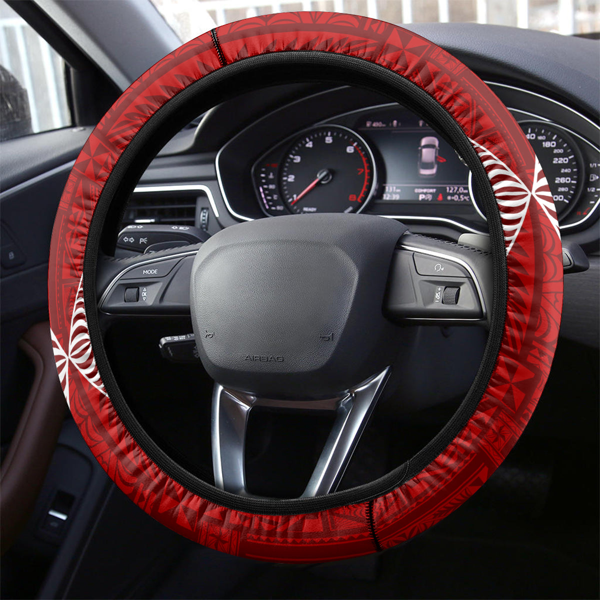Tonga King Tupou I Day Steering Wheel Cover Tongan Ngatu Pattern With Crown - Wonder Print Shop