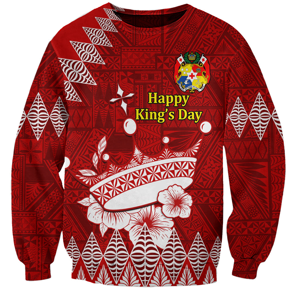 Personalised Tonga King Tupou I Day Sweatshirt Tongan Ngatu Pattern With Crown - Wonder Print Shop