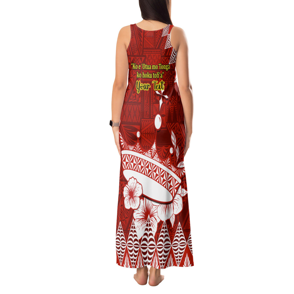 Personalised Tonga King Tupou I Day Tank Maxi Dress Tongan Ngatu Pattern With Crown - Wonder Print Shop