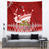 Personalised Tonga King Tupou I Day Tapestry Tongan Ngatu Pattern With Crown - Wonder Print Shop