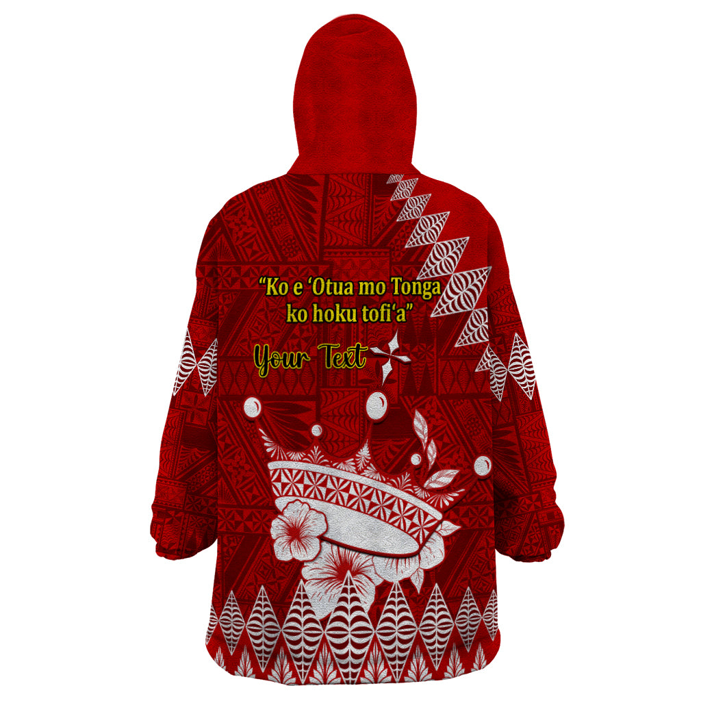 Personalised Tonga King Tupou I Day Wearable Blanket Hoodie Tongan Ngatu Pattern With Crown - Wonder Print Shop