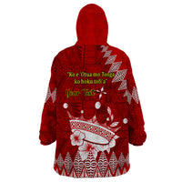 Personalised Tonga King Tupou I Day Wearable Blanket Hoodie Tongan Ngatu Pattern With Crown - Wonder Print Shop