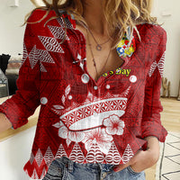 Personalised Tonga King Tupou I Day Women Casual Shirt Tongan Ngatu Pattern With Crown - Wonder Print Shop