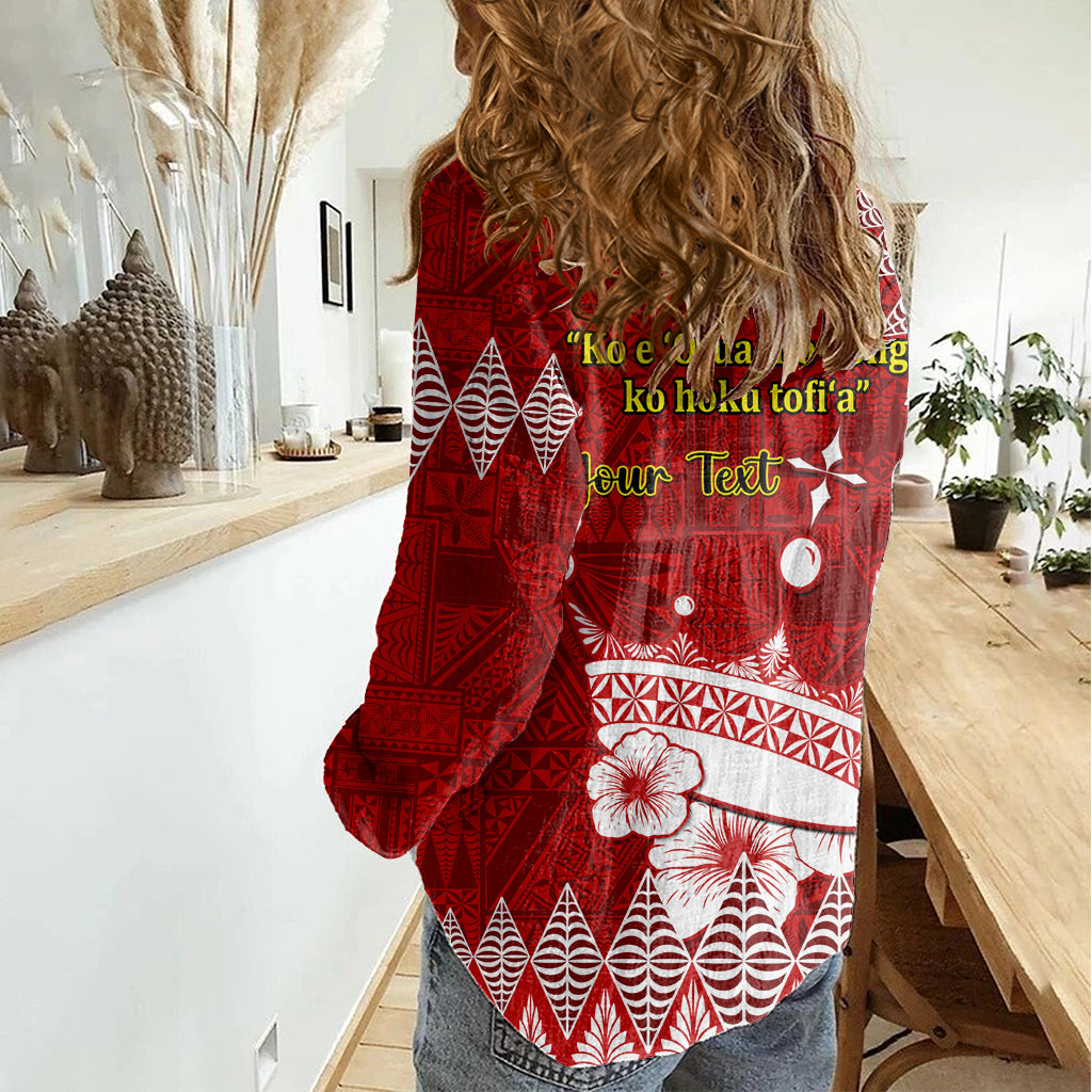 Personalised Tonga King Tupou I Day Women Casual Shirt Tongan Ngatu Pattern With Crown - Wonder Print Shop