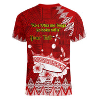 Personalised Tonga King Tupou I Day Women V Neck T Shirt Tongan Ngatu Pattern With Crown - Wonder Print Shop