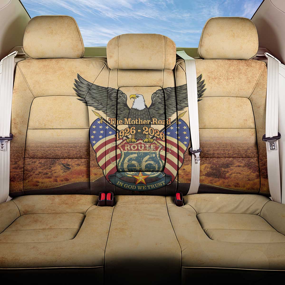Route 66 Highway United States Back Car Seat Cover Mother Road Happy 100th Anniversary Proud - Wonder Print Shop