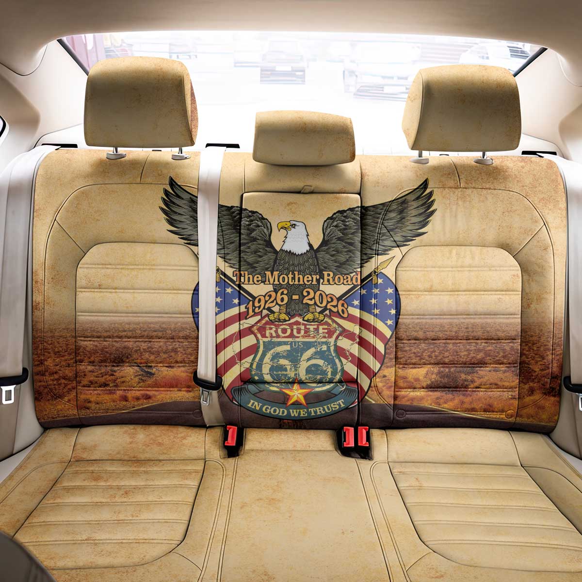 Route 66 Highway United States Back Car Seat Cover Mother Road Happy 100th Anniversary Proud - Wonder Print Shop