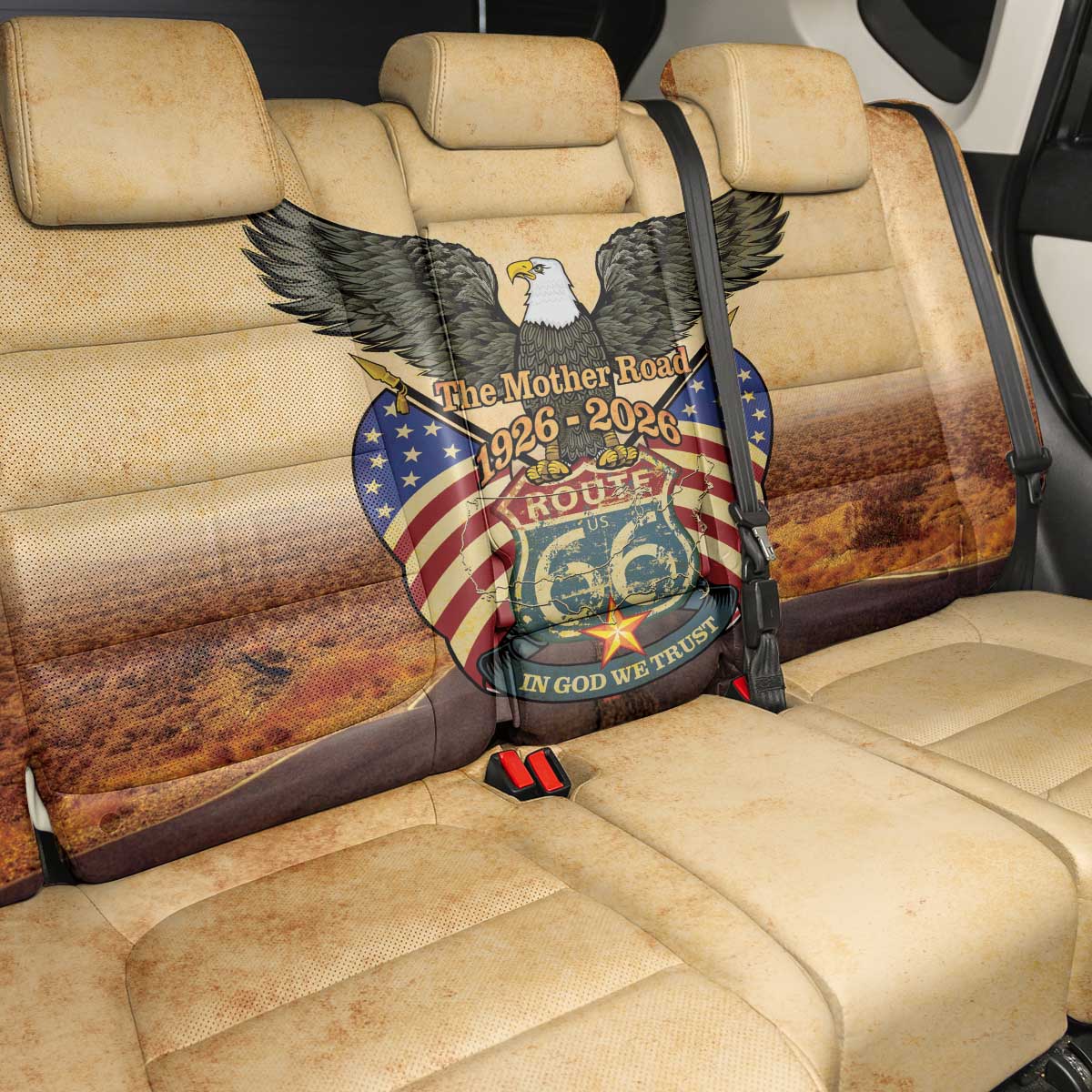 Route 66 Highway United States Back Car Seat Cover Mother Road Happy 100th Anniversary Proud - Wonder Print Shop