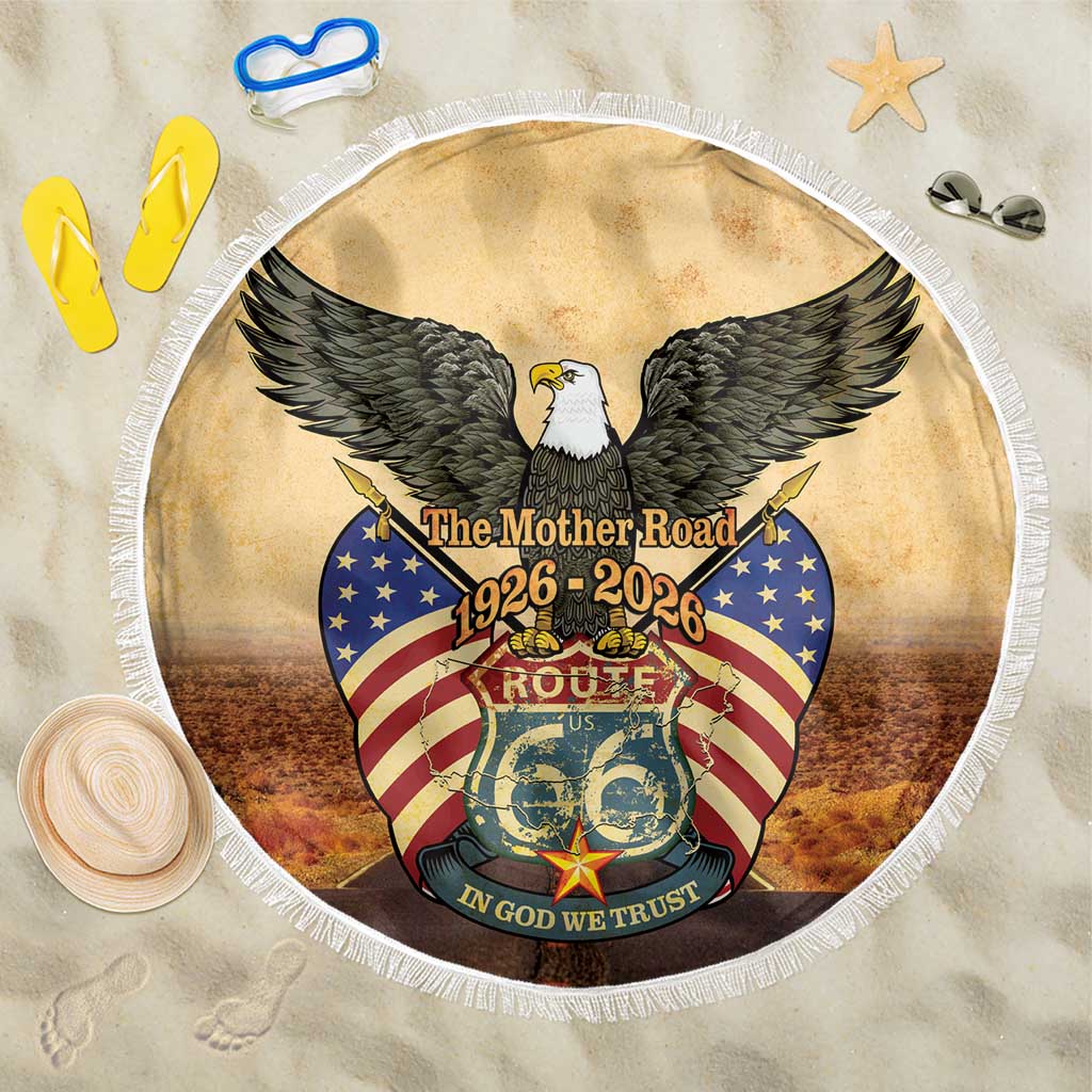 Route 66 Highway United States Beach Blanket Mother Road Happy 100th Anniversary Proud - Wonder Print Shop