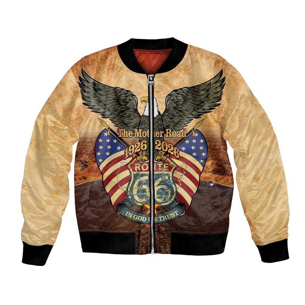 Route 66 Highway United States Bomber Jacket Mother Road Happy 100th Anniversary Proud - Wonder Print Shop