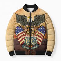 Route 66 Highway United States Bomber Puffer Jacket Mother Road Happy 100th Anniversary Proud - Wonder Print Shop