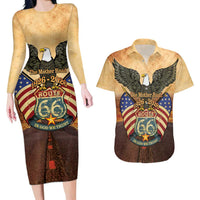 Route 66 Highway United States Couples Matching Long Sleeve Bodycon Dress and Hawaiian Shirt Mother Road Happy 100th Anniversary Proud - Wonder Print Shop