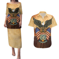 Route 66 Highway United States Couples Matching Puletasi and Hawaiian Shirt Mother Road Happy 100th Anniversary Proud - Wonder Print Shop