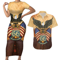 Route 66 Highway United States Couples Matching Short Sleeve Bodycon Dress and Hawaiian Shirt Mother Road Happy 100th Anniversary Proud - Wonder Print Shop