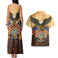 Route 66 Highway United States Couples Matching Tank Maxi Dress and Hawaiian Shirt Mother Road Happy 100th Anniversary Proud - Wonder Print Shop