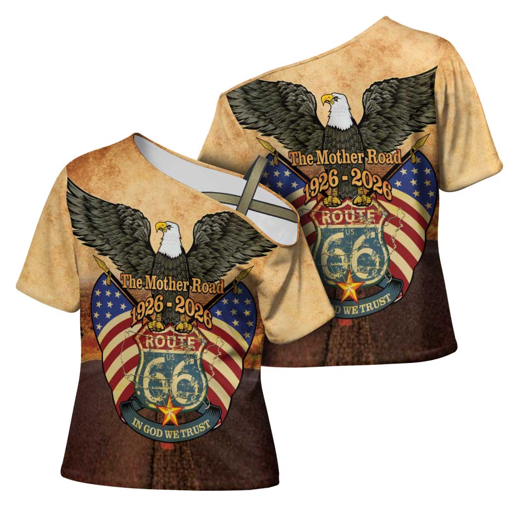Route 66 Highway United States Cross Shoulder Shirt Mother Road Happy 100th Anniversary Proud - Wonder Print Shop