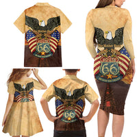 Route 66 Highway United States Family Matching Long Sleeve Bodycon Dress and Hawaiian Shirt Mother Road Happy 100th Anniversary Proud - Wonder Print Shop