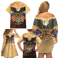 Route 66 Highway United States Family Matching Off Shoulder Short Dress and Hawaiian Shirt Mother Road Happy 100th Anniversary Proud - Wonder Print Shop