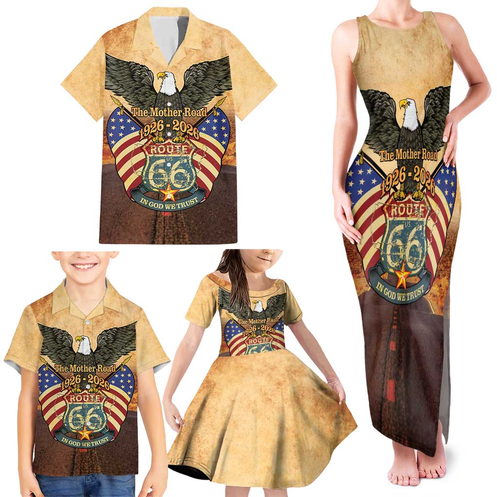 Route 66 Highway United States Family Matching Tank Maxi Dress and Hawaiian Shirt Mother Road Happy 100th Anniversary Proud - Wonder Print Shop