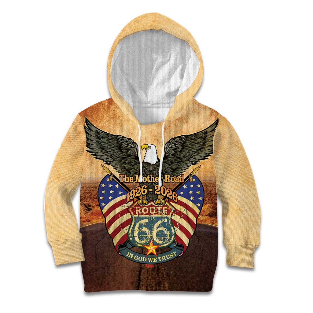 Route 66 Highway United States Kid Hoodie Mother Road Happy 100th Anniversary Proud - Wonder Print Shop
